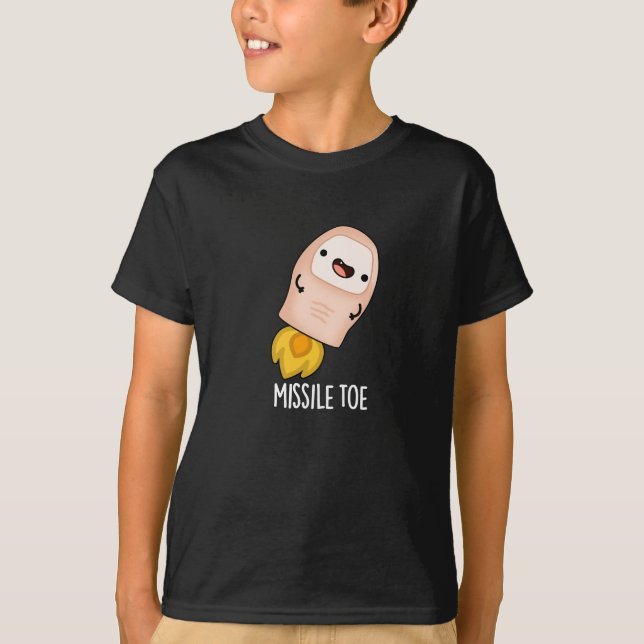 Missile Toe Funny Mistletoe Pun Dark BG T-Shirt (Vorderseite)