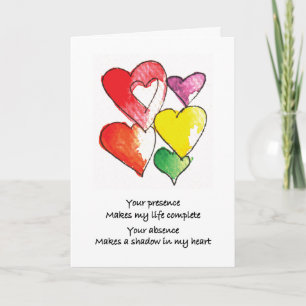 Missing You Hearts Karte