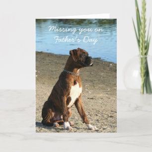 Missing you on Father's Day boxer greeting card Karte