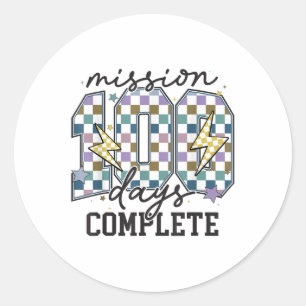 Mission 100 Tage abgeschlossen 100 Tage der Schule Runder Aufkleber