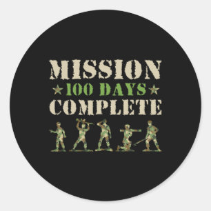 Mission 100 Tage der Schule abgeschlossen Schüler  Runder Aufkleber