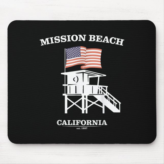 Mission Beach Shirt Retro San Diego California Bea Mousepad (Vorne)