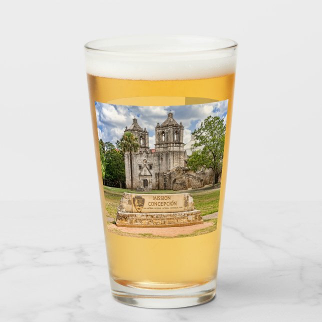 Mission Concepción, San Antonio, Texas, Bierglas Glas (Vorne (Gefüllt))