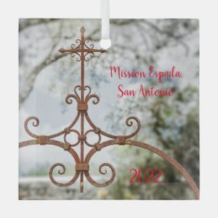 Mission Espada, Kreuz aus Schmiedeeisen Ornament Aus Glas