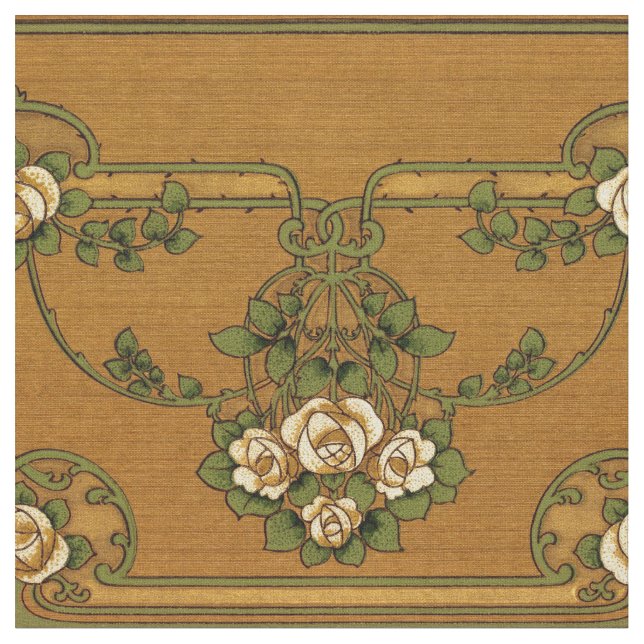 Mission oder Art Nouveau Style Rose Bouquets Friez Stoff (Nahaufnahme)