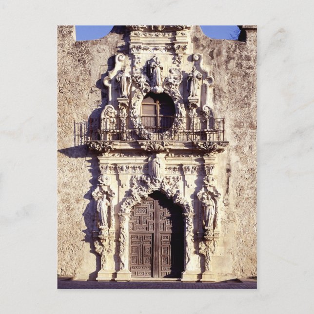Mission San Jose, Texas - aufwändige Fassade Postkarte (Vorderseite)
