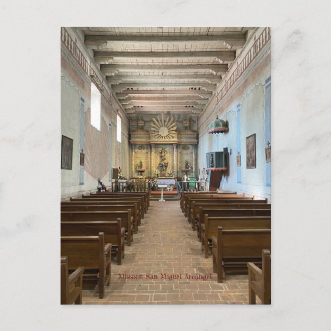 Mission San Miguel Arcángel, Farbe Postkarte (Vorderseite)