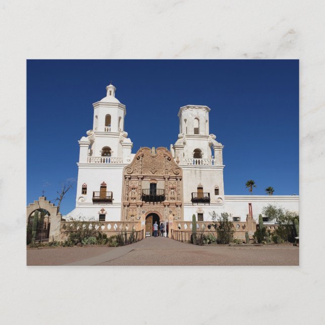 Mission San Xavier Del Bac, Tucson AZ Postkarte (Vorderseite)