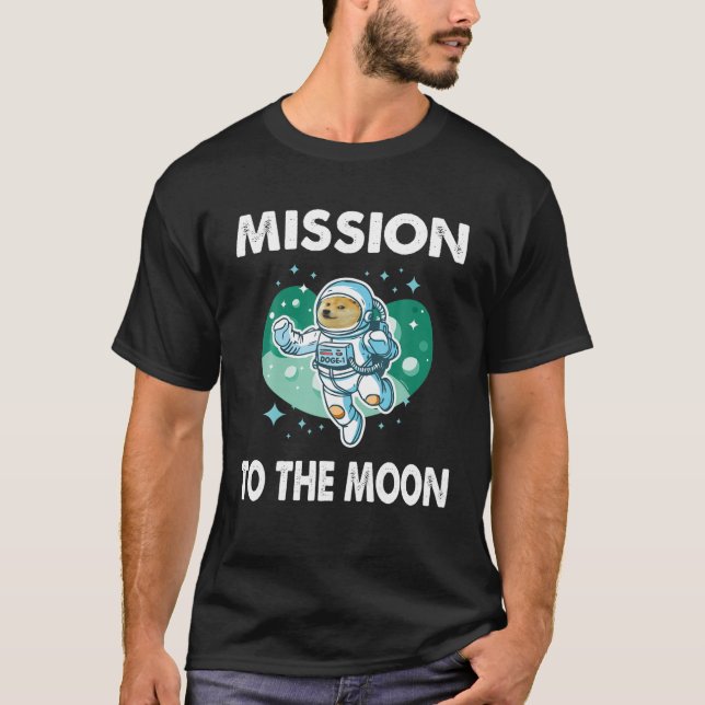 Mission zum Mond Doge-1 Funny Doge Krypto T-Shirt (Vorderseite)