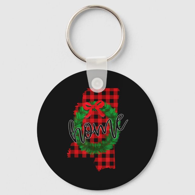 Mississip Buffalo Plaid Christmas Home Wreath Retr Schlüsselanhänger (Vorderseite)
