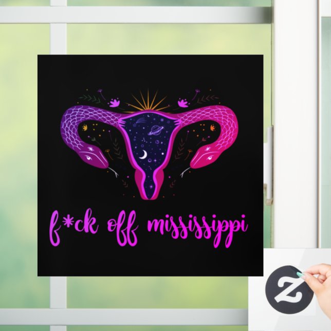 Mississippi Abortion Ban Celestial Uterus Protest Fensteraufkleber (Zuhause)
