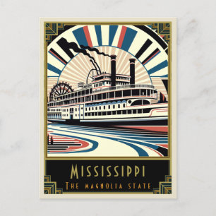 Mississippi   Art Deco Postkarte