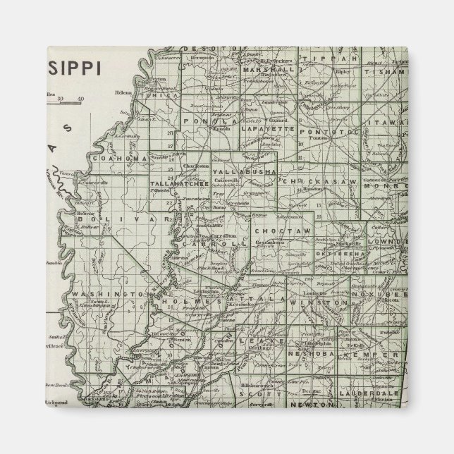 Mississippi Atlas Karte Magnet (Vorne)