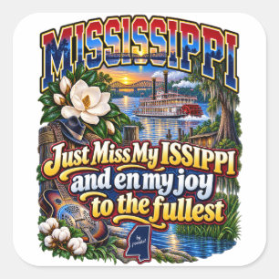 Mississippi-Aufkleber Quadratischer Aufkleber