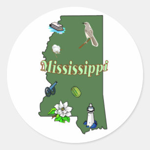 Mississippi-Aufkleber Runder Aufkleber