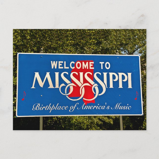Mississippi Begrüßungszeichen Postkarte (Vorderseite)