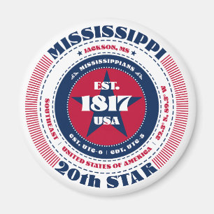 Mississippi Circle Typografie Souvenir Magnet
