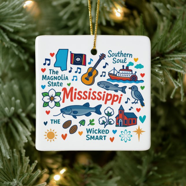 Mississippi Custom Family Trip Weihnachten Keramikornament (Baum)