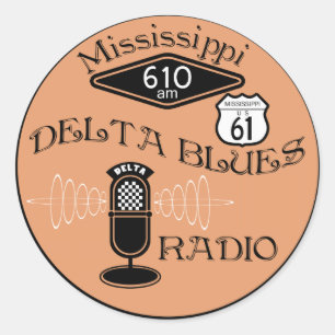 Mississippi Delta Blues Radio Runder Aufkleber
