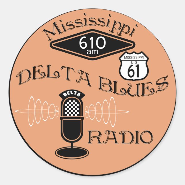 Mississippi Delta Blues Radio Runder Aufkleber (Vorderseite)