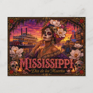 Mississippi Día de los Muertos Retro Postkarte