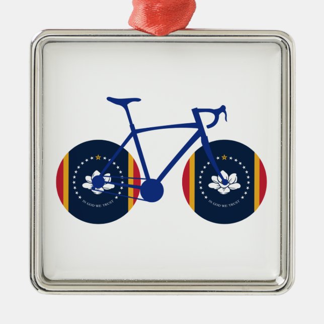 Mississippi Flag Cycling Ornament Aus Metall (Vorne)