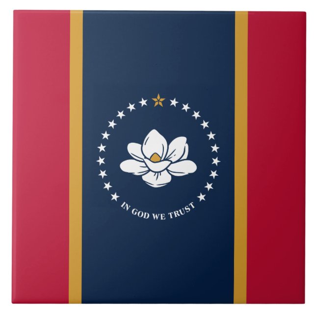 Mississippi-Flagge auf Fliese (Vorderseite)
