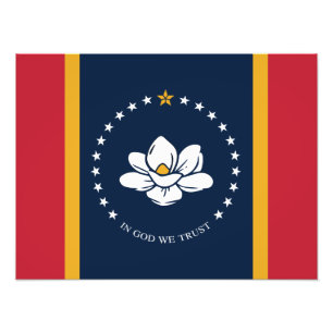Mississippi-Flagge - Neue Magnolien-Flagge Fotodruck