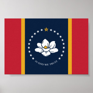 Mississippi-Flagge - Neue Magnolien-Flagge Poster