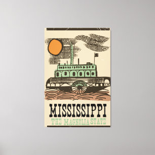 Mississippi-Flussboot vintage Reiseposter Leinwanddruck