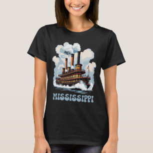 Mississippi-Flussdampfer Classic Blue Reise T-Shirt
