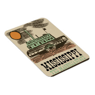 Mississippi Flusseboot Vintage Reiseplakat Magnet