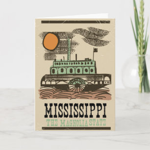 Mississippi Flussschiff Vintage Reiseplakat Feiertagskarte