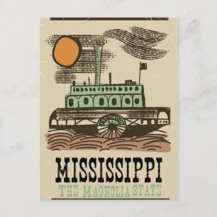 Mississippi Flussschiff Vintage Reiseplakat Postkarte
