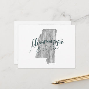 Mississippi-Form-Vintage-Grau-Typografie-Name Postkarte