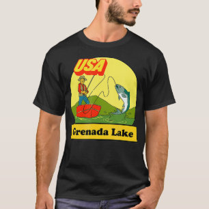 Mississippi Grenada Lake USA Retro Fishing Gift  T-Shirt