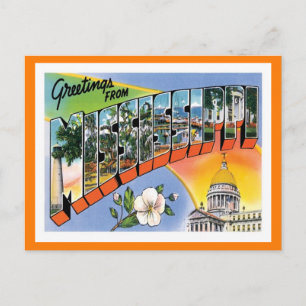 Mississippi Grüße Vintage Reise Postkarte
