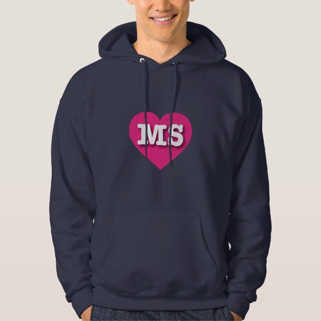 Mississippi Hot Pink Heart - I Liebe MS Hoodie (Vorderseite)