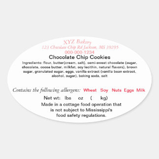 MISSISSIPPI Hütte Food Law Label Farmer's Market Ovaler Aufkleber