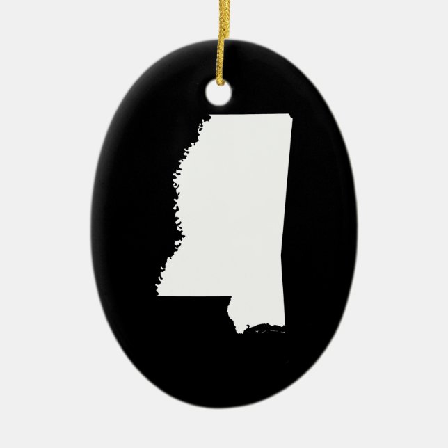 Mississippi in Weiß und Schwarz Keramik Ornament (Vorne)