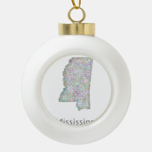 Mississippi-Karte Keramik Kugel-Ornament