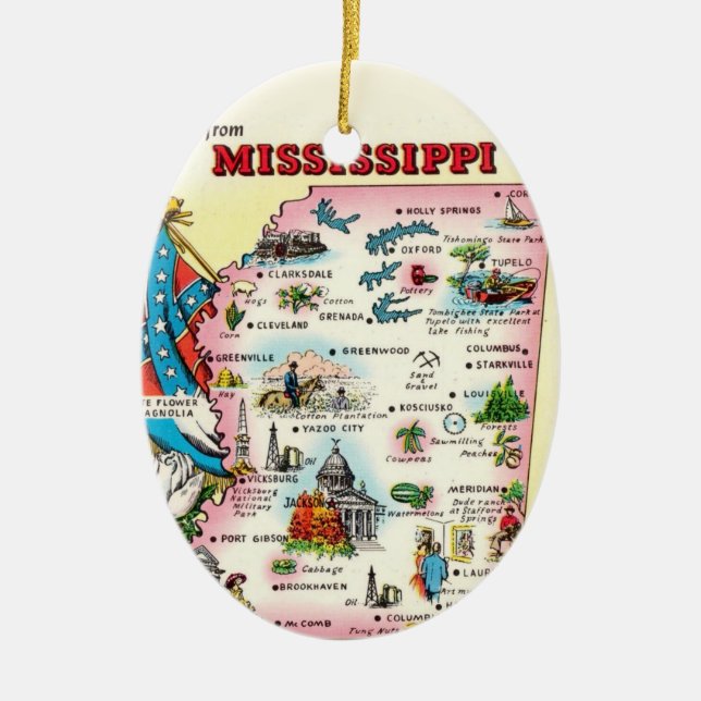 Mississippi Karte Keramik Ornament (Vorne)