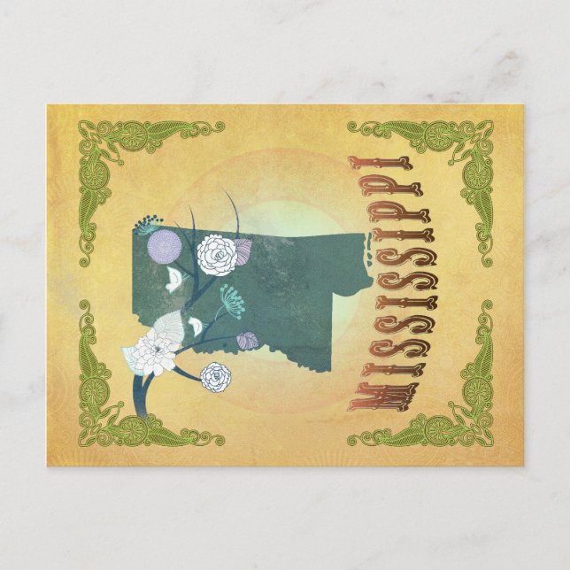 Mississippi Karte mit schönen Vögeln (Vorderseite)