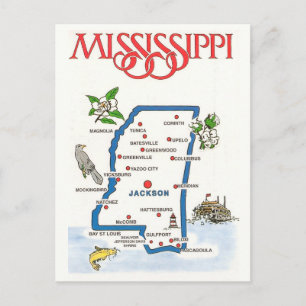 Mississippi-Karte Postkarte