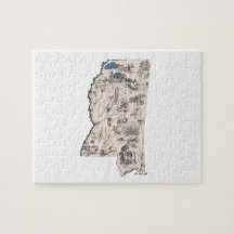 Mississippi-Kontur gestaltet Vintage Bildkarte