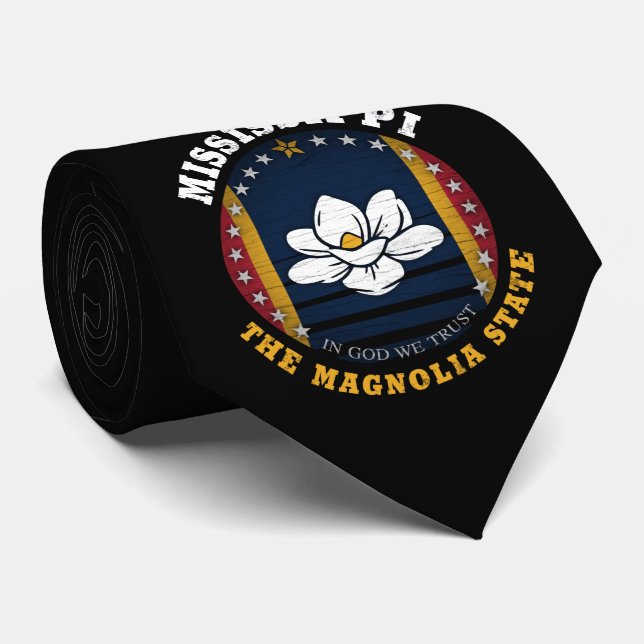 MISSISSIPPI MAGNOLIA STAAT FLAG KRAWATTE (Gerollt)