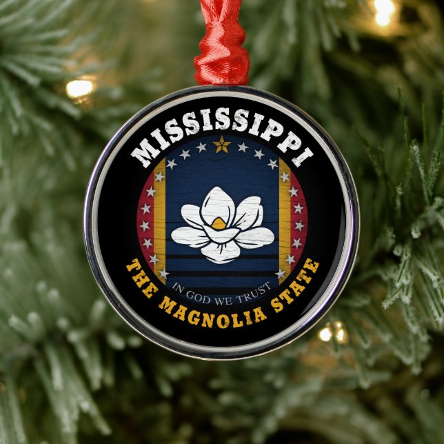 MISSISSIPPI MAGNOLIA STAAT FLAG ORNAMENT AUS METALL (Baum)