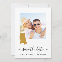Mississippi Map Foto Wedding Save the Date Card