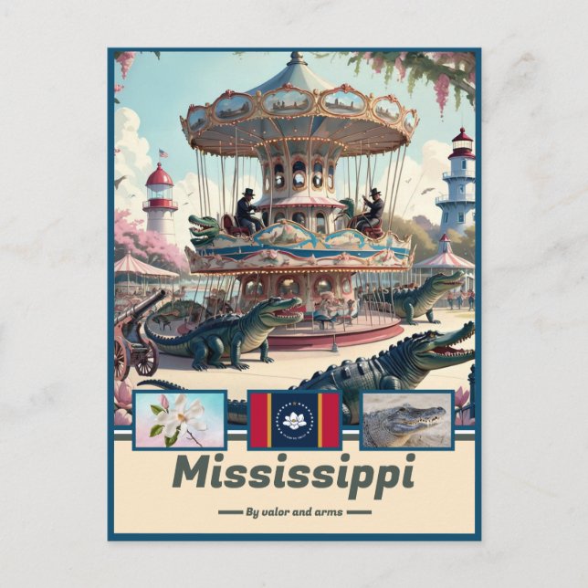 Mississippi Marvels & Motto Postkarte (Vorderseite)