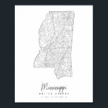 Mississippi Minimal Street Karte Poster<br><div class="desc">Mississippi Minimal Street Karte</div>